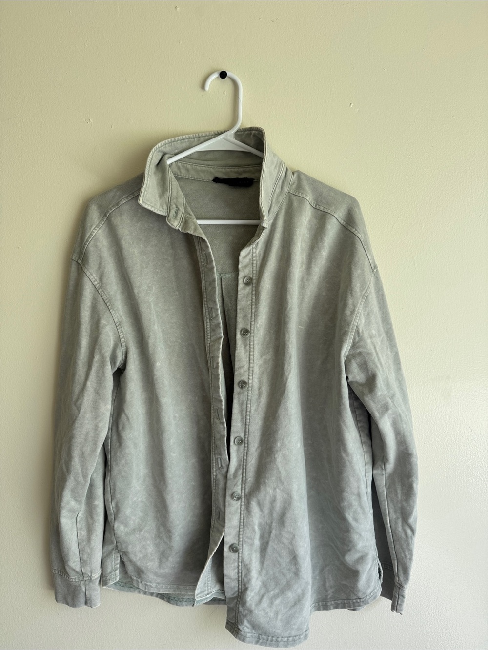 Jane + Delancey Washed Light Gray/Green Button-Up Jacket